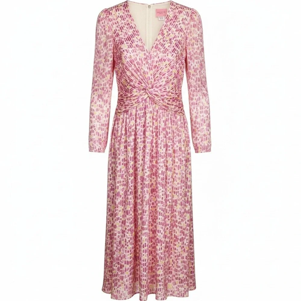 Kate Spade New York Women's 14 Marker Pink Yellow White Floral Devore Dress